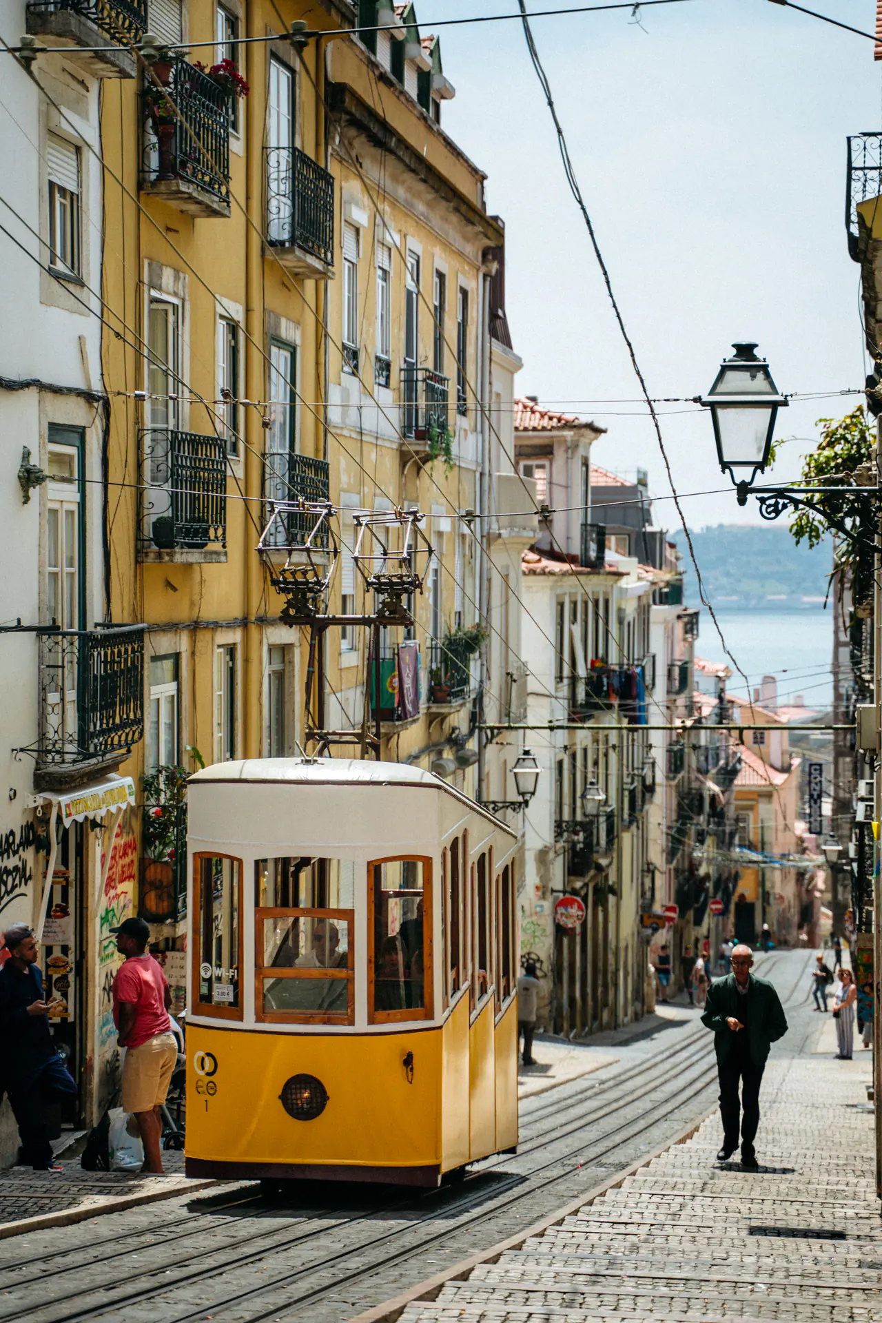 Yellow Tram, Lisbon Hillside Street