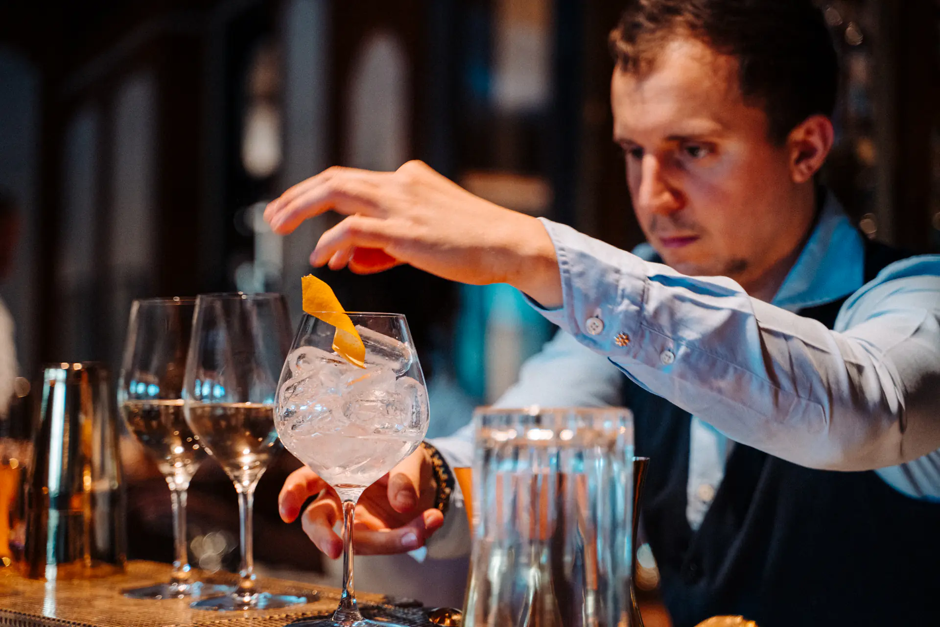 Garnishing a Gin and Tonic
