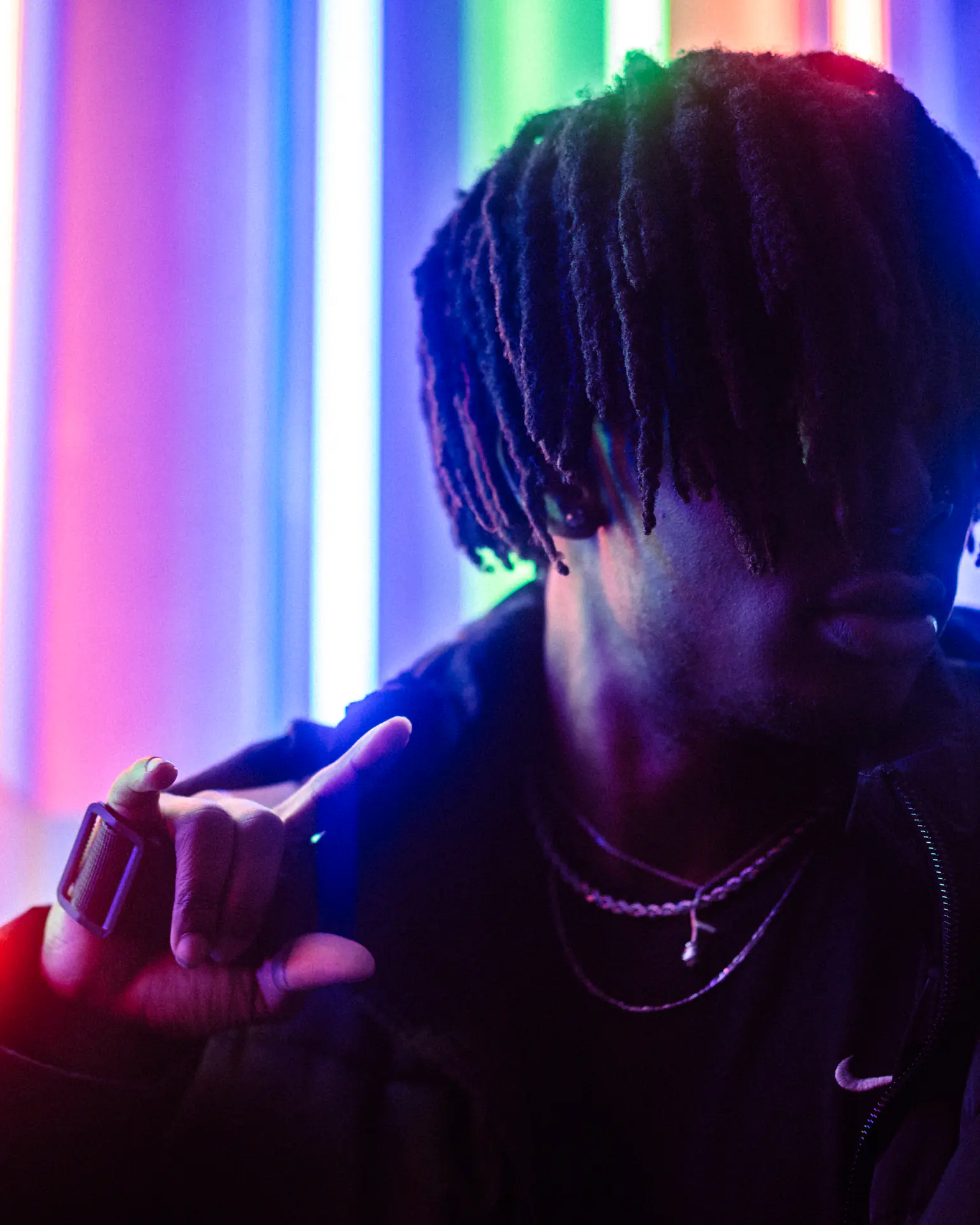 Portrait Under Neon Lights