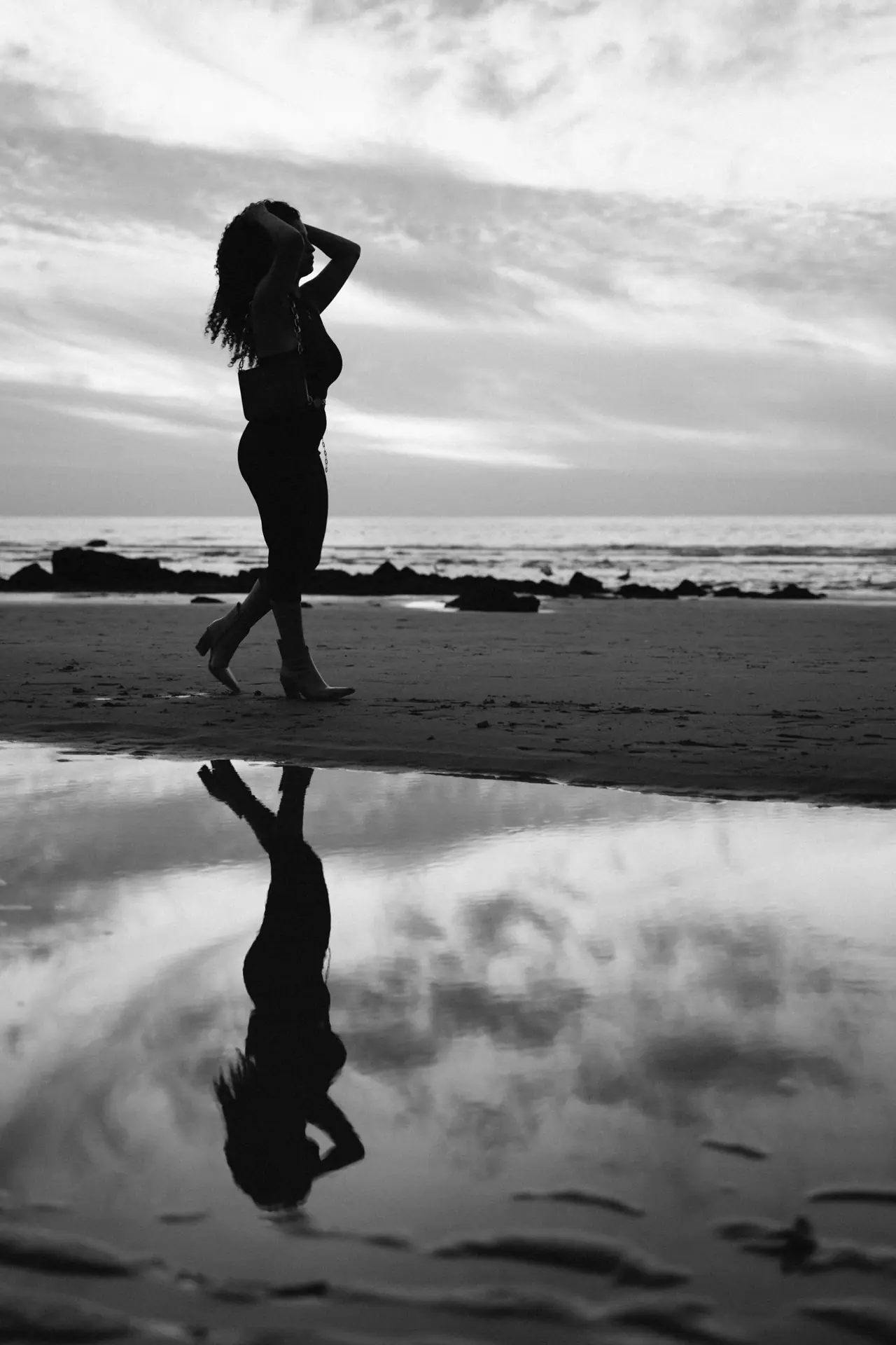 Silhouette on the Beach, Black & White